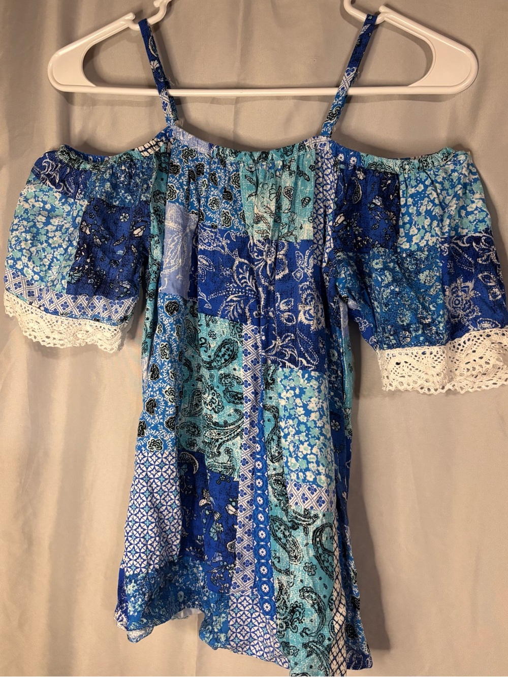 A.Byer Off-Shoulder Top with Lace Trim - Picture 2 of 5